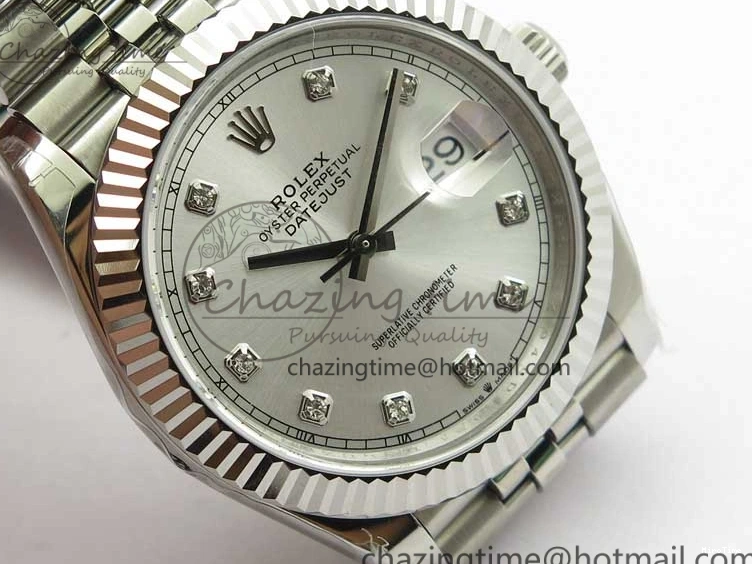MiroTime 0327 DateJust 41MM 126334 904L SS VRF 1:1 Best Edition Silver Dial Crystals Markers on SS Jubilee Bracelet A FashionForward 2907